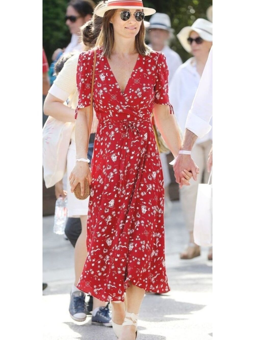 Ralph Lauren Womens Dress 4 Red All Over Print Nautical Wrap ASO Middleton